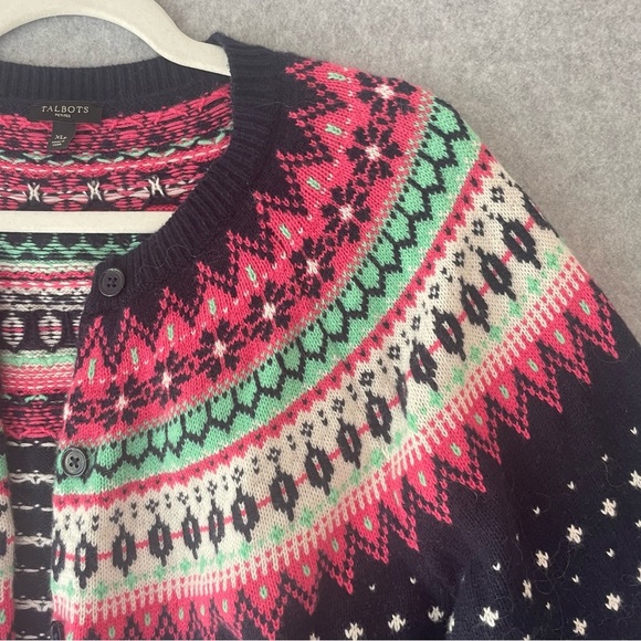Talbots Icelandic Skandi wool design cardigan Sweater XLp - Picture 4 of 8